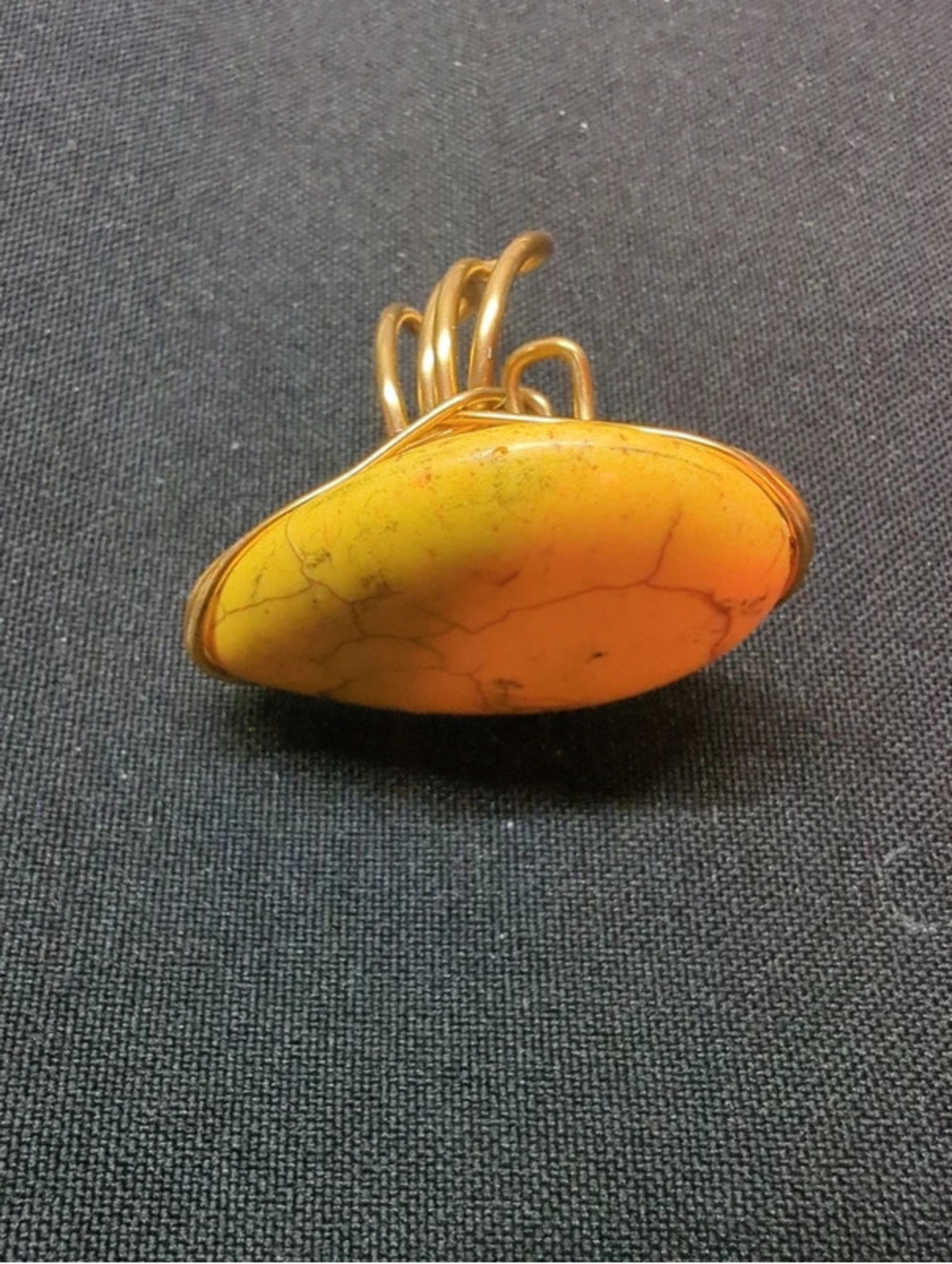Dyed Howlite Wire Wrapped Ring - Yellow